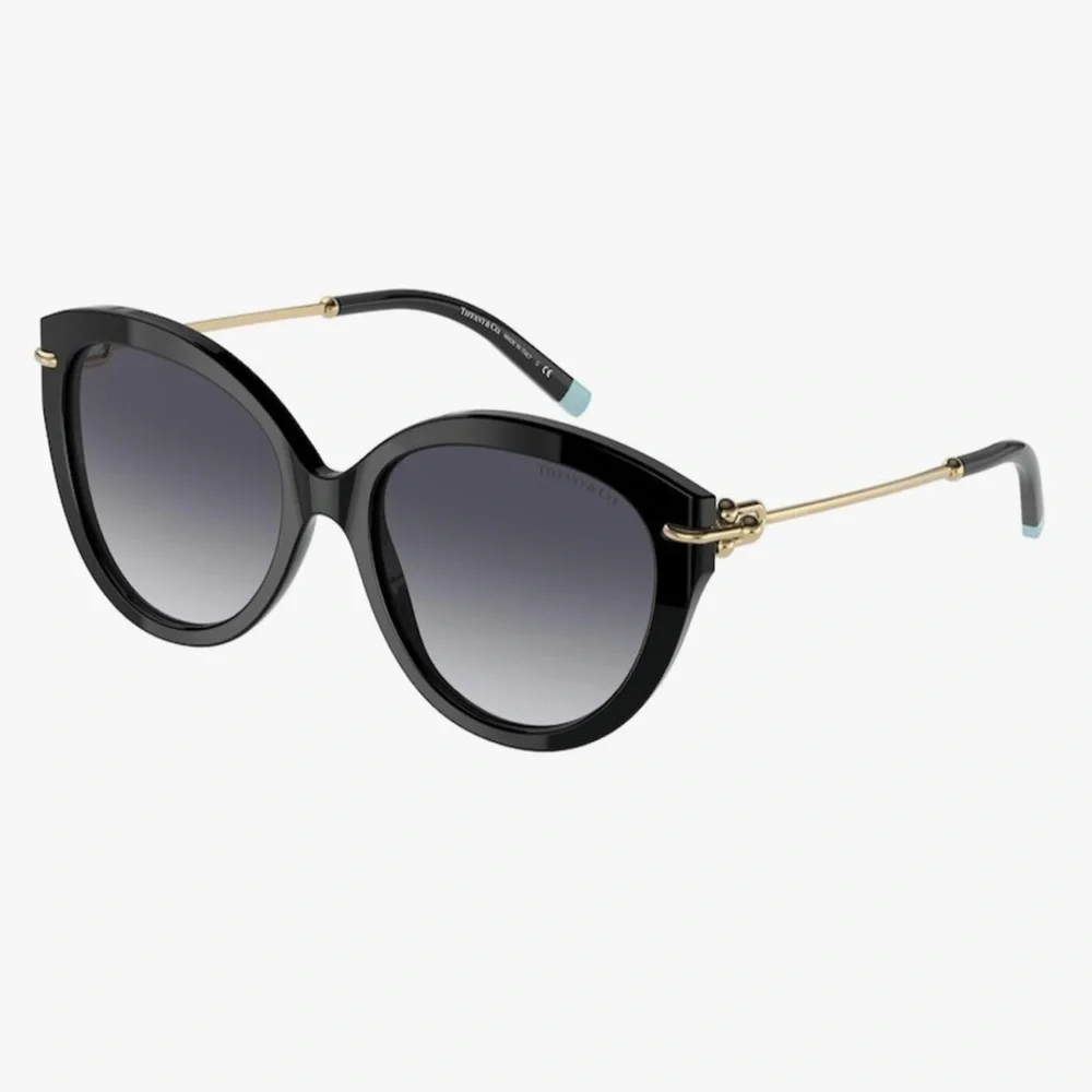 Tiffany & Co. Black Round Sunglasses with Gold Accents - Picture 2 of 4